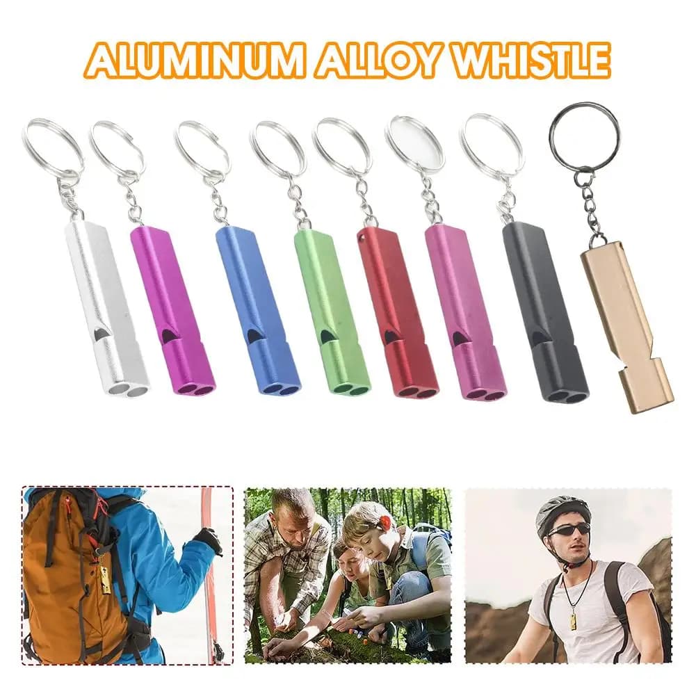 Sifflet survie double tube aluminium - équipement outdoor fréquence dual EDC pour pêche en mer