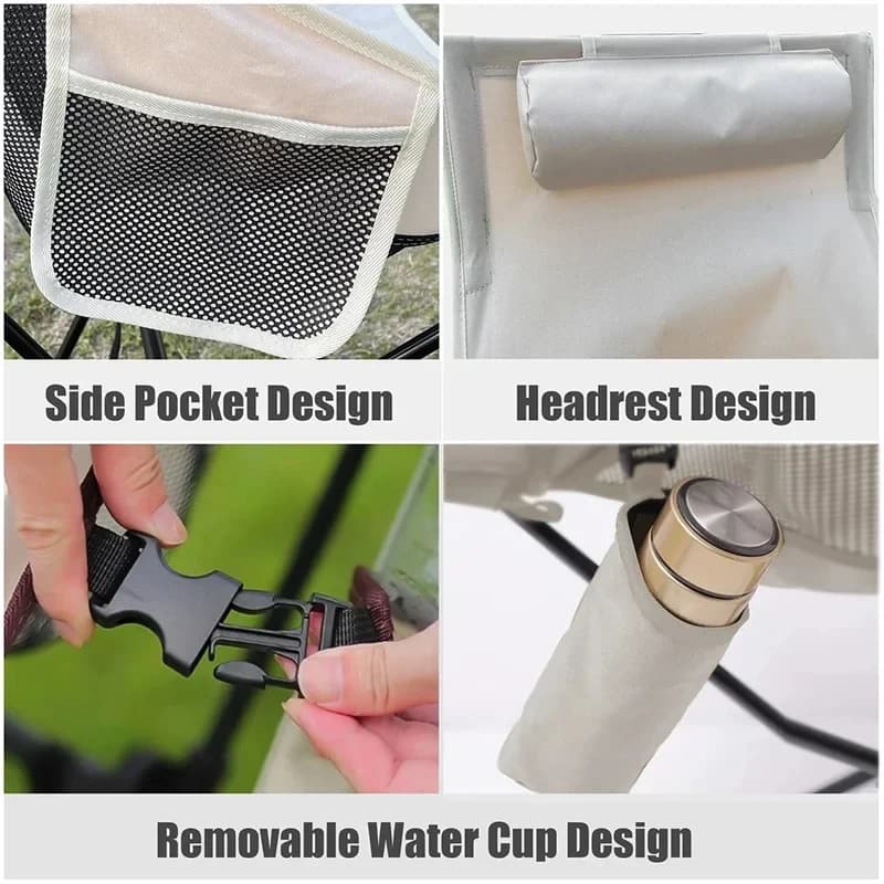 Chaise de pêche pliante avec appui-tête léger en alliage d'aluminium pour camping et extérieur