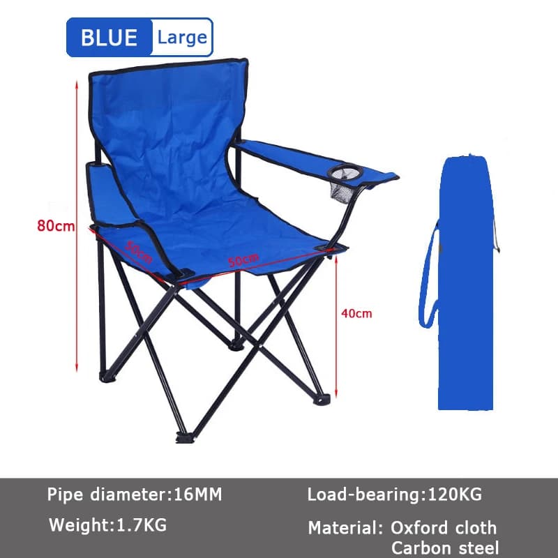 Chaise camping pêche pliante 120kg capacité dossier 40cm cadre métal noir multifonction pêche événements