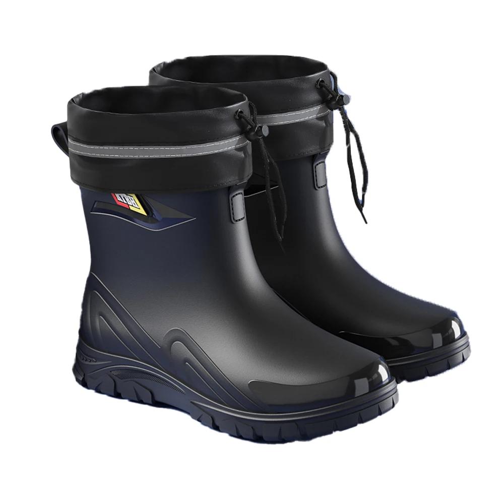 Bottes pluie homme style britannique travail extérieur antidérapantes imperméables quatre saisons pêche