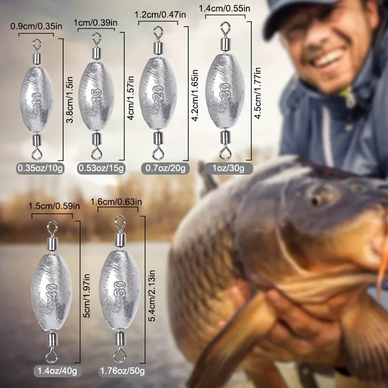 Plombs de pêche olivette plombée avec double émerillon pour pêche en traîne et ligne