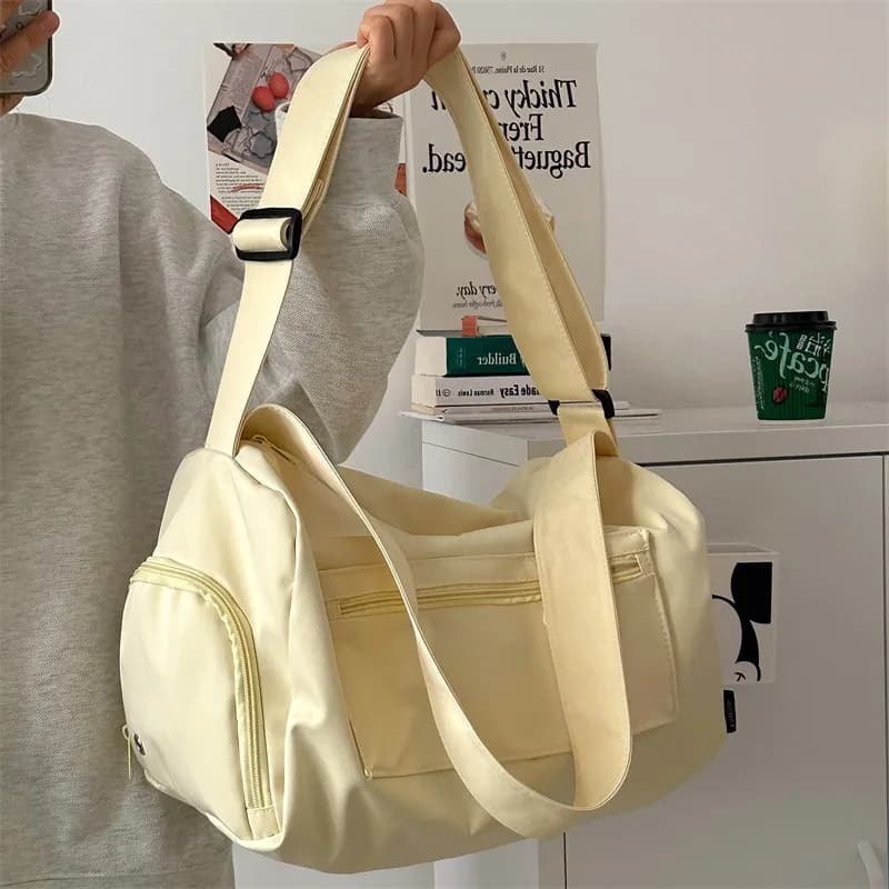 Grand sac bandoulière tote pour pêcheuse - Sac messenger canvas tendance 2024 pratique pour le sport