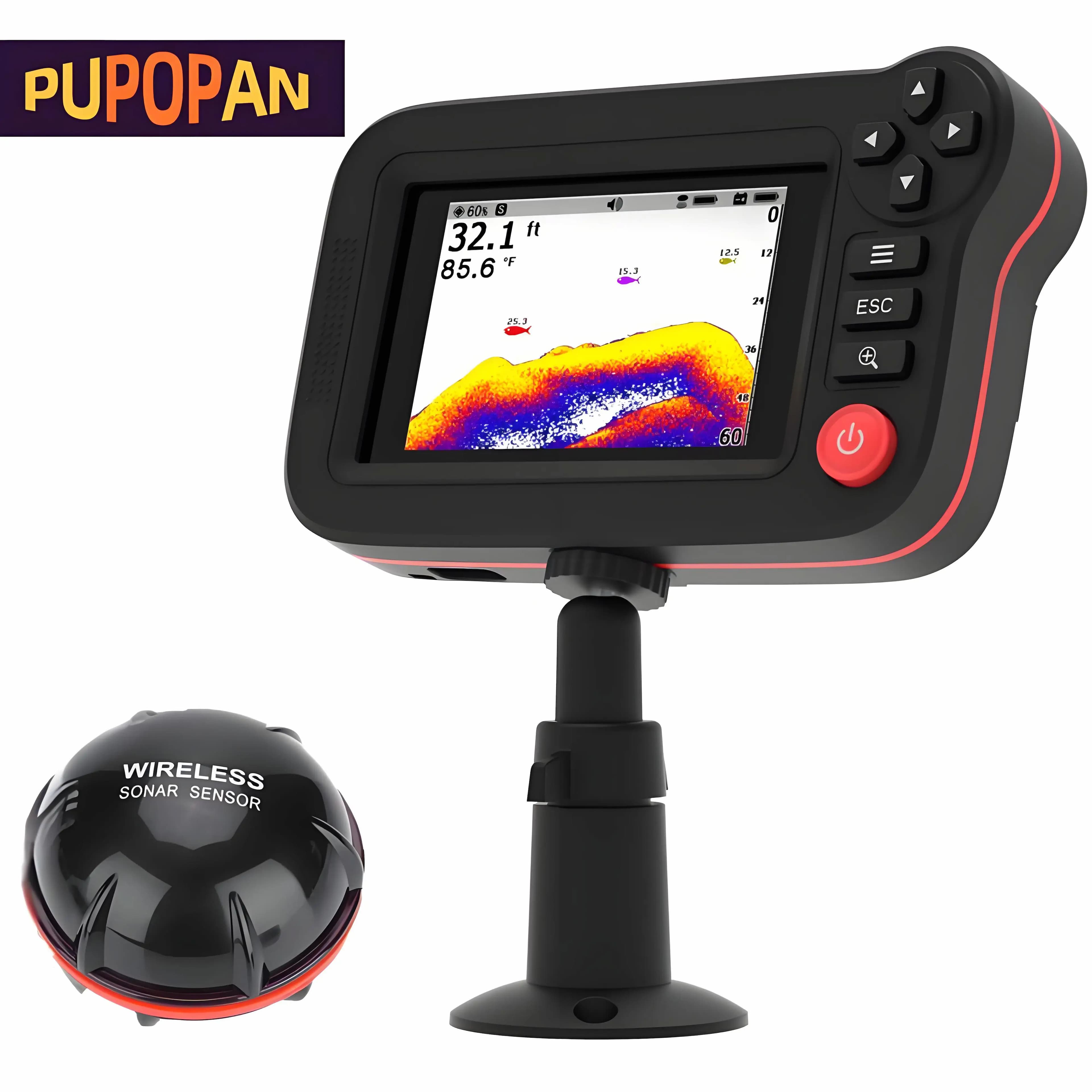 Sondeur de poissons intelligent portable Pupopan pour pêche quai berge rive détection profondeur loisir