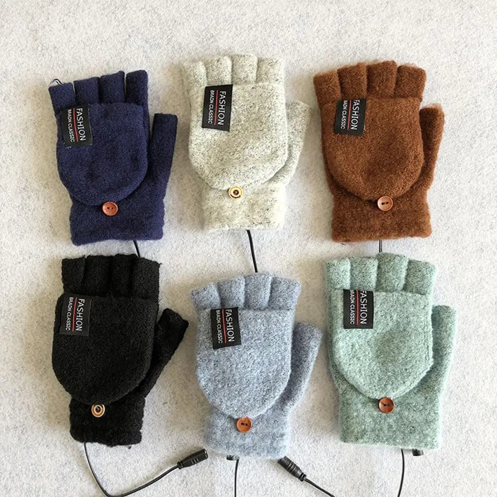 Gants chauffants USB unisex pêche hiver - Gants électriques chauffants pour pêche en extérieur