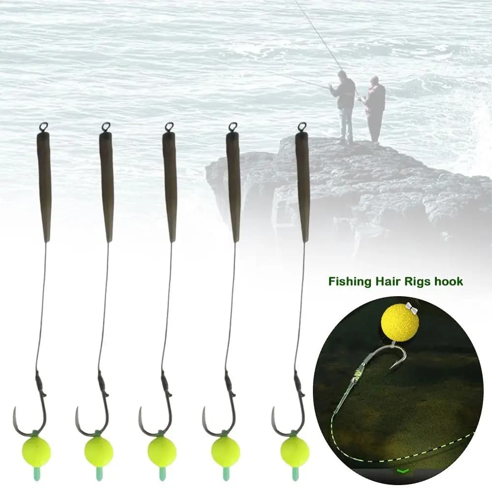 5 hameçons rigs pêche carpe 2025 - Équipement prêt taille 3#-10# - Montages complets pêche