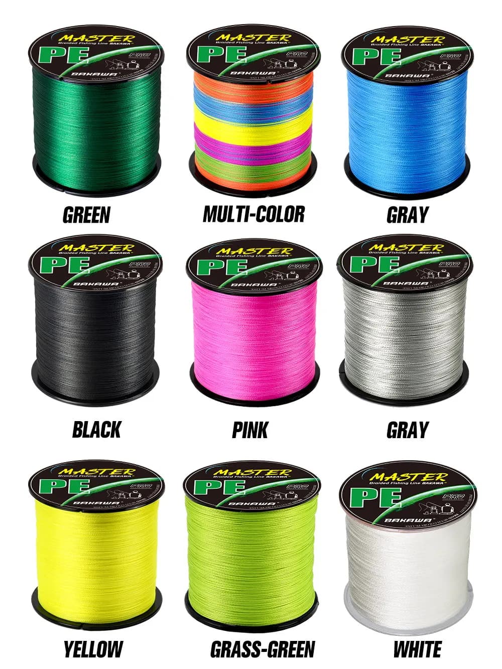 Fil de pêche japonais BAKAWA 4 brins multifilament PE, 10LB à 85LB, idéal pour la carpe,