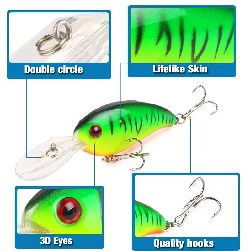 Leurre crankbait 13.6g 10cm minnow yeux 3D pour pêche brochet perche black bass carpe