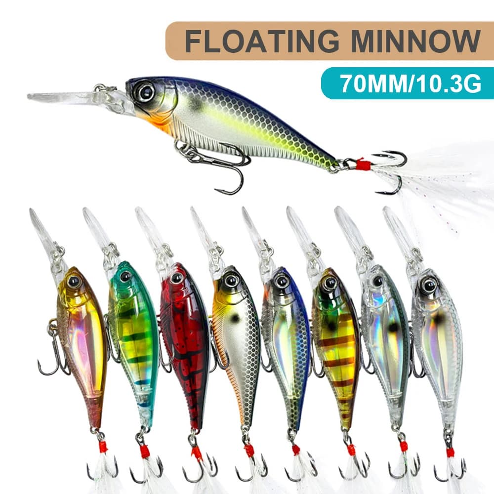 Leurre flottant minnow 7cm pour truite et perche - Wobbler longue portée 10.3g accessoire pêche MN623