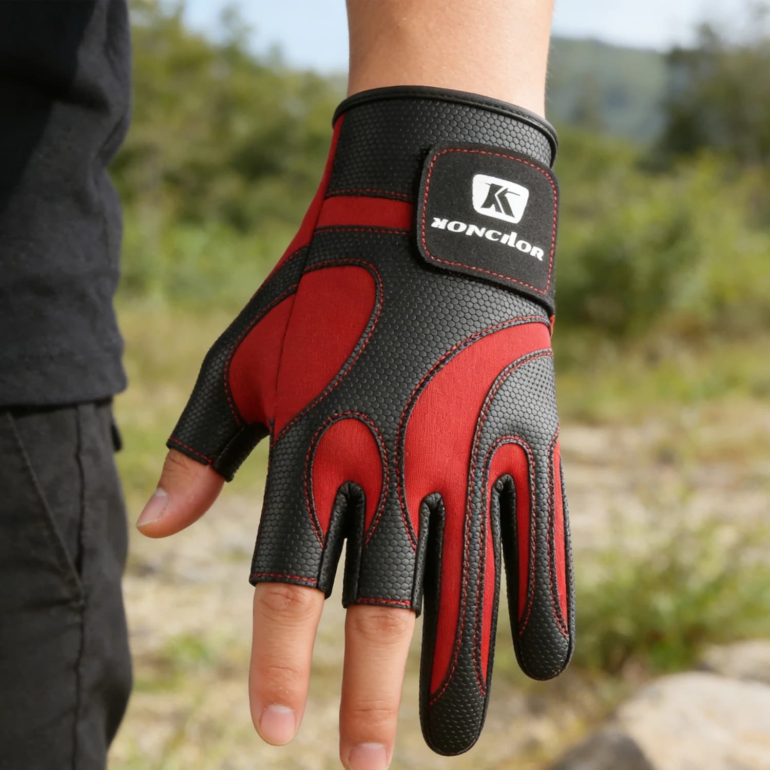 Gants de chasse tactiques 3 doigts exposés pêche non-dérapants unisexes vélo sports