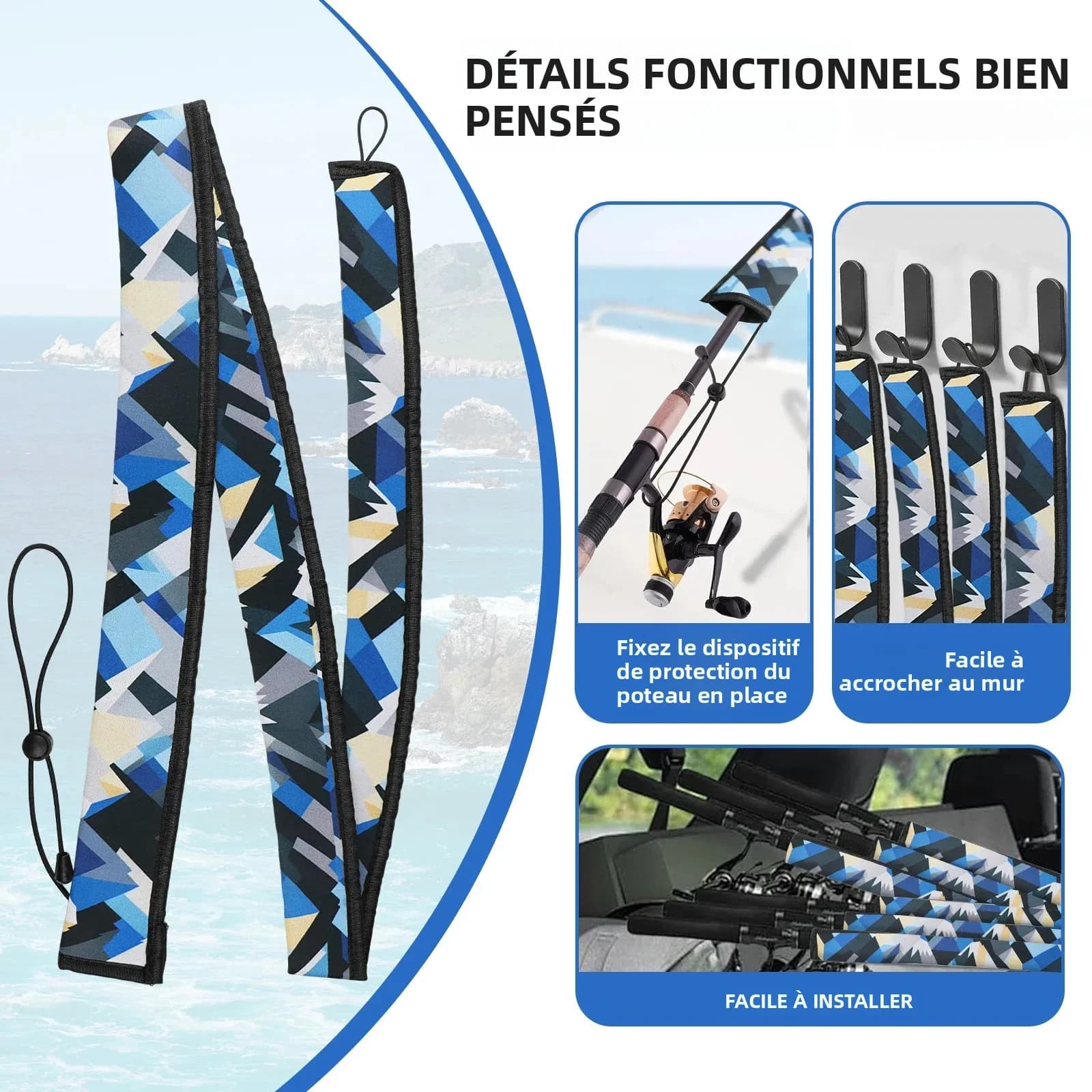 Manchon néoprène pour canne à pêche - Protection anti-perforation pour cannes casting et trolling