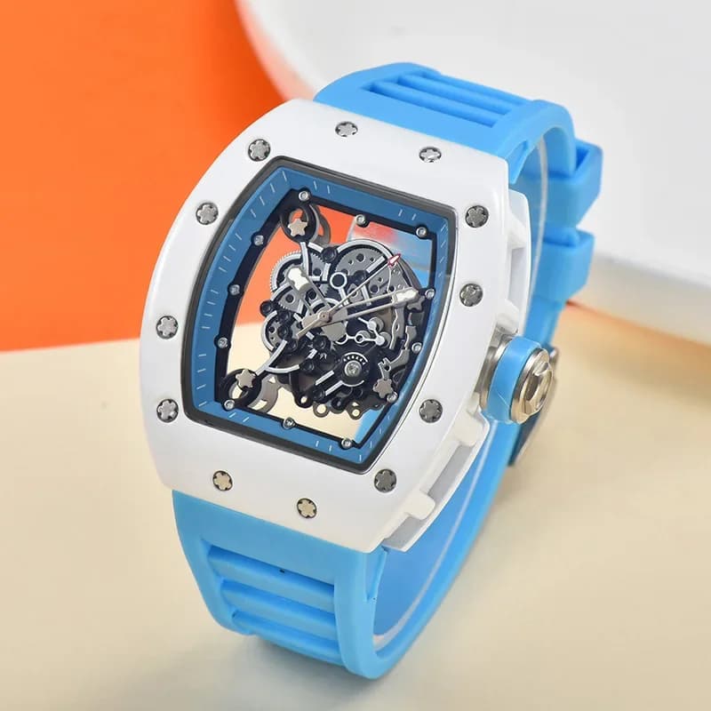 Montre homme luxe quartz 2025 étanche automatique lumineuse transparente tendance mode bracelet caoutchouc