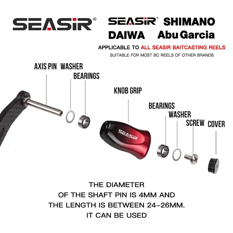 Poignée de modification pour moulinet baitcasting SEASIR, grip 5g 4 roulements compatible Shimano et Daiwa