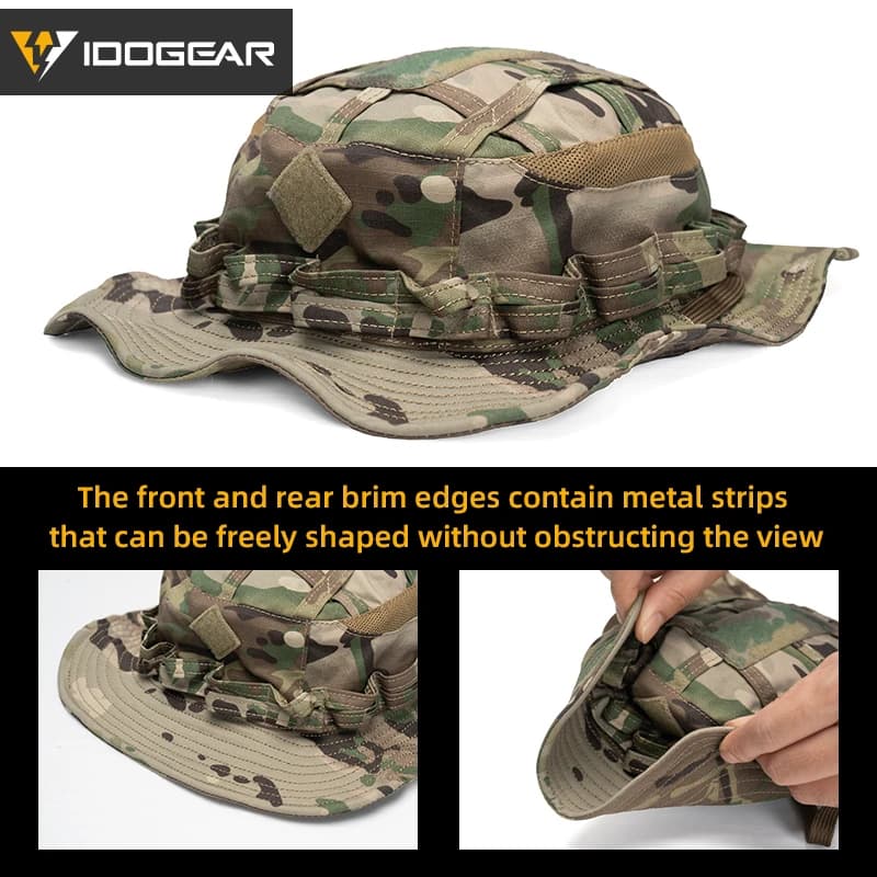 Chapeau tactique boonie pêche IDOGEAR - Brim large ajustable camouflage pêche chasse 3623