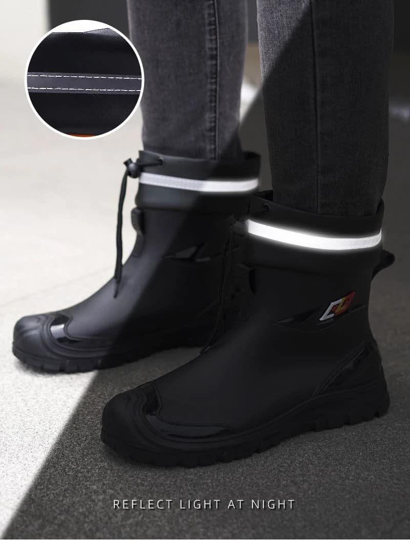 Bottes de pluie universelles quatre saisons style britannique - Modèle homme anti-dérapant avec cordon