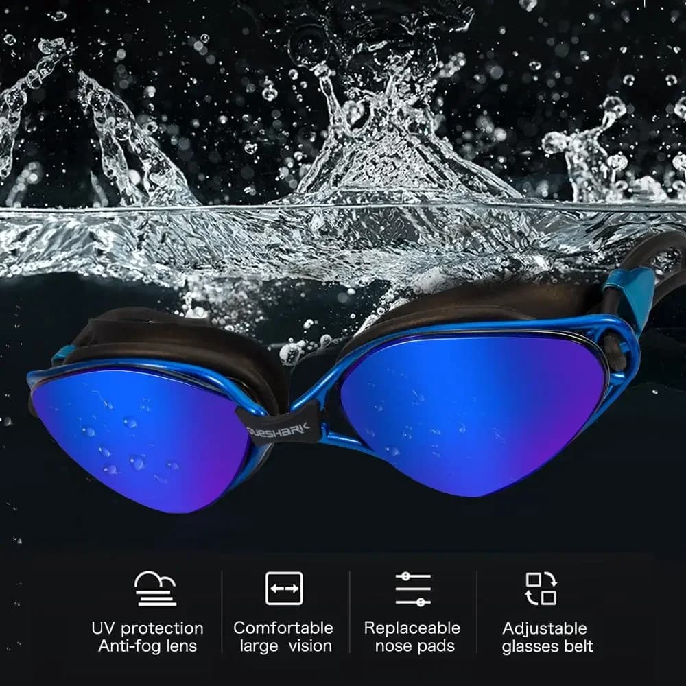 Lunettes de natation QUESHARK anti-buée HD - Kit complet avec boîtier portable pour sports aquatiques
