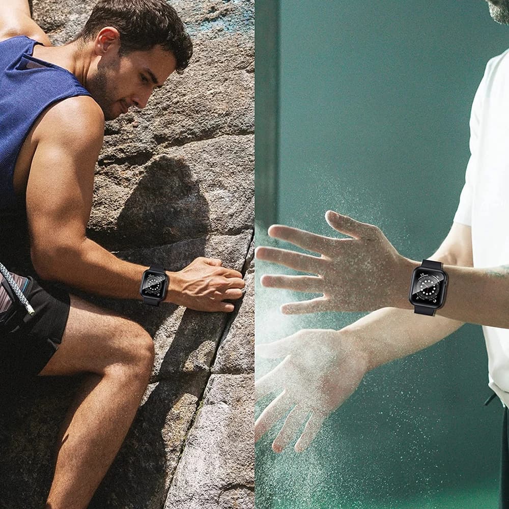 Protection verre trempé et coque pour Apple Watch série 9 8 7 6 SE 5 étanche pêche