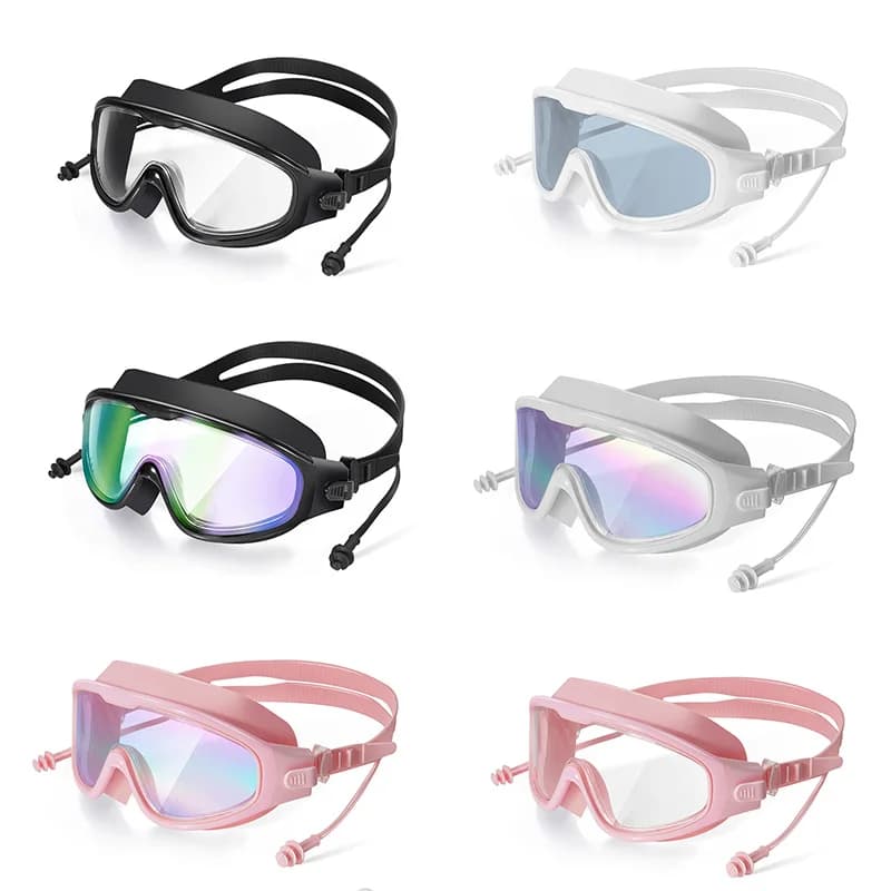 Lunettes de natation adultes grandes montures grand angle anti-buée protection UV - Étanchéité totale