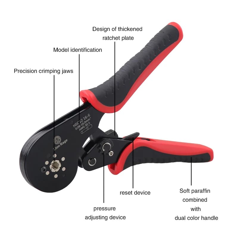 Pince à sertir HSC12 pour bornes électriques de bateau de pêche - Outil professionnel pour cosses tubulaires 0.08-16mm²