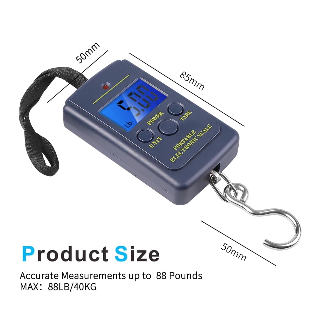 Balance digitale pêche 40kg précision 0.01kg pèse-bagages électronique LCD portable pour peser poissons