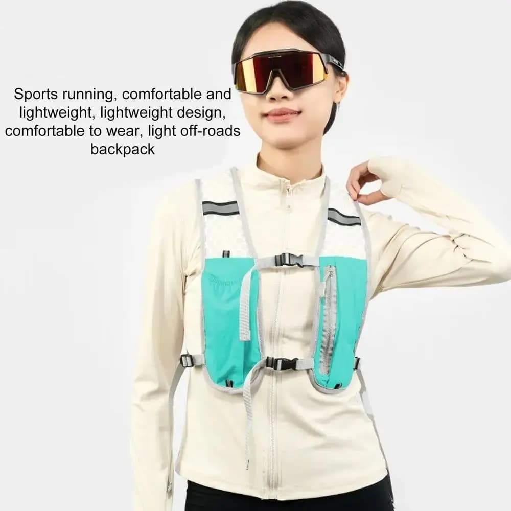 Veste running hydratation légère - Gilet porte-bidon réfléchissant avec support téléphone pêche