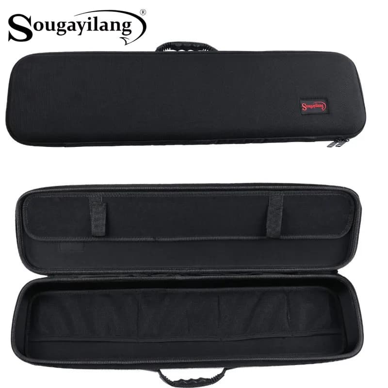 Sac leurre Sougayilang coque dure noir - Étui portable multifonction pour canne à pêche et accessoires