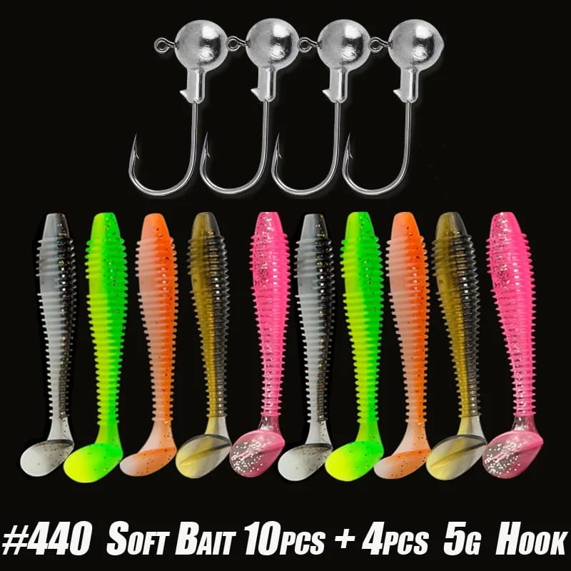 Kit 10-30 leurres souples silicone avec hameçons - Ensemble pêche vers artificiels et crankbaits