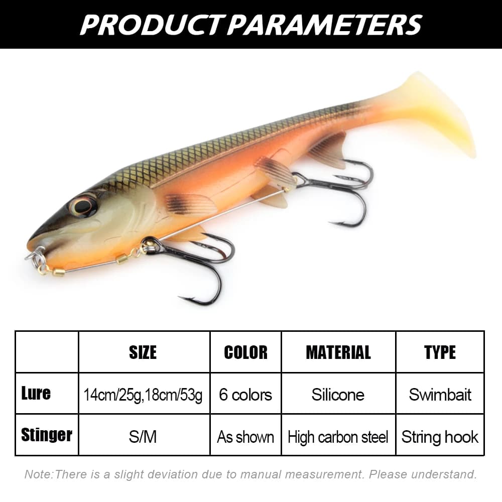 Leurre souple Spinpoler 14cm/18cm avec montage stinger - Appât silicone pêche mer gros poissons jigging trolling