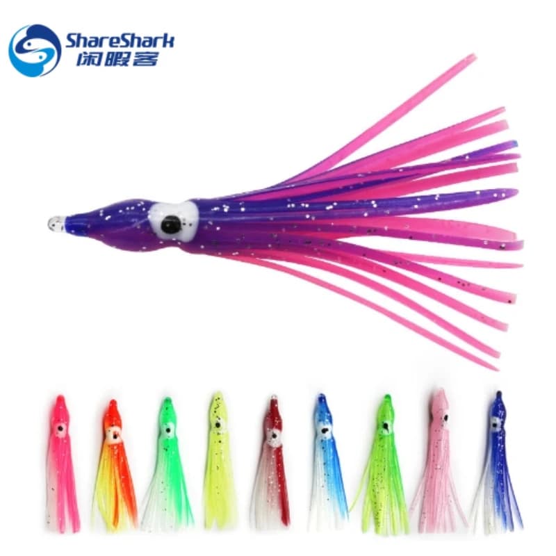 Leurre souple pêche en mer leurre calmar phosphorescent 5-12cm pour bar et thon appât hoochie