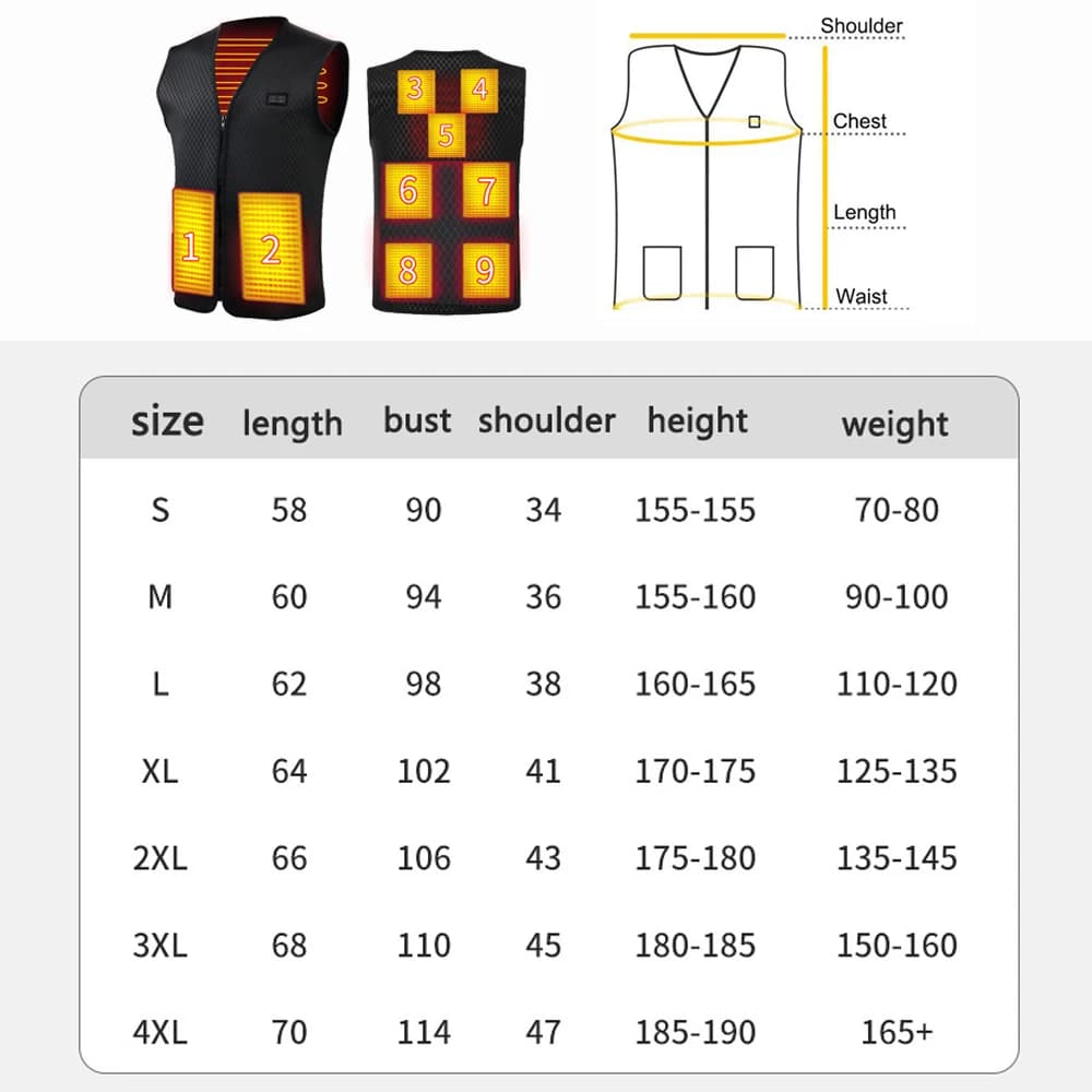 Veste chauffante homme femme USB pour camping et sport avec technologie graphene