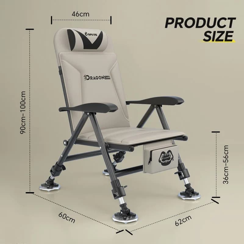 Chaise de pêche extérieure pliable portable renforcée pour pêche confortable camping et activités plein air