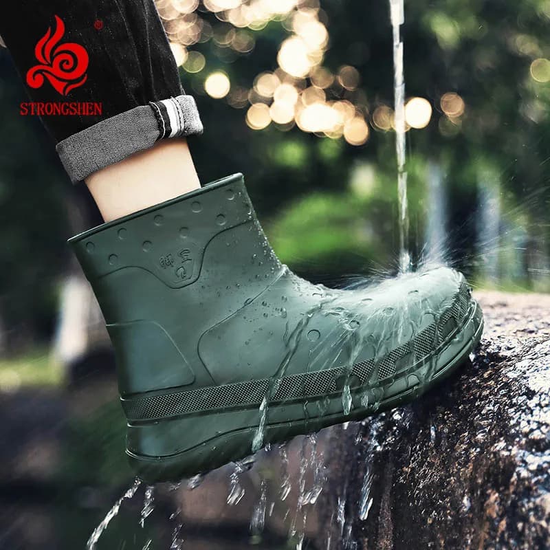 Bottes de pluie STRONGSHEN mode plateforme - Chaussures pêche légères antidérapantes cuisine travail