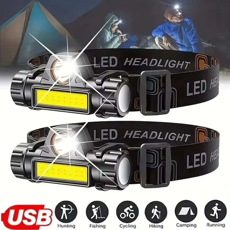 Lampe frontale XP-G Q5 rechargeable USB 2500lm étanche pour pêche nocturne et activités outdoor