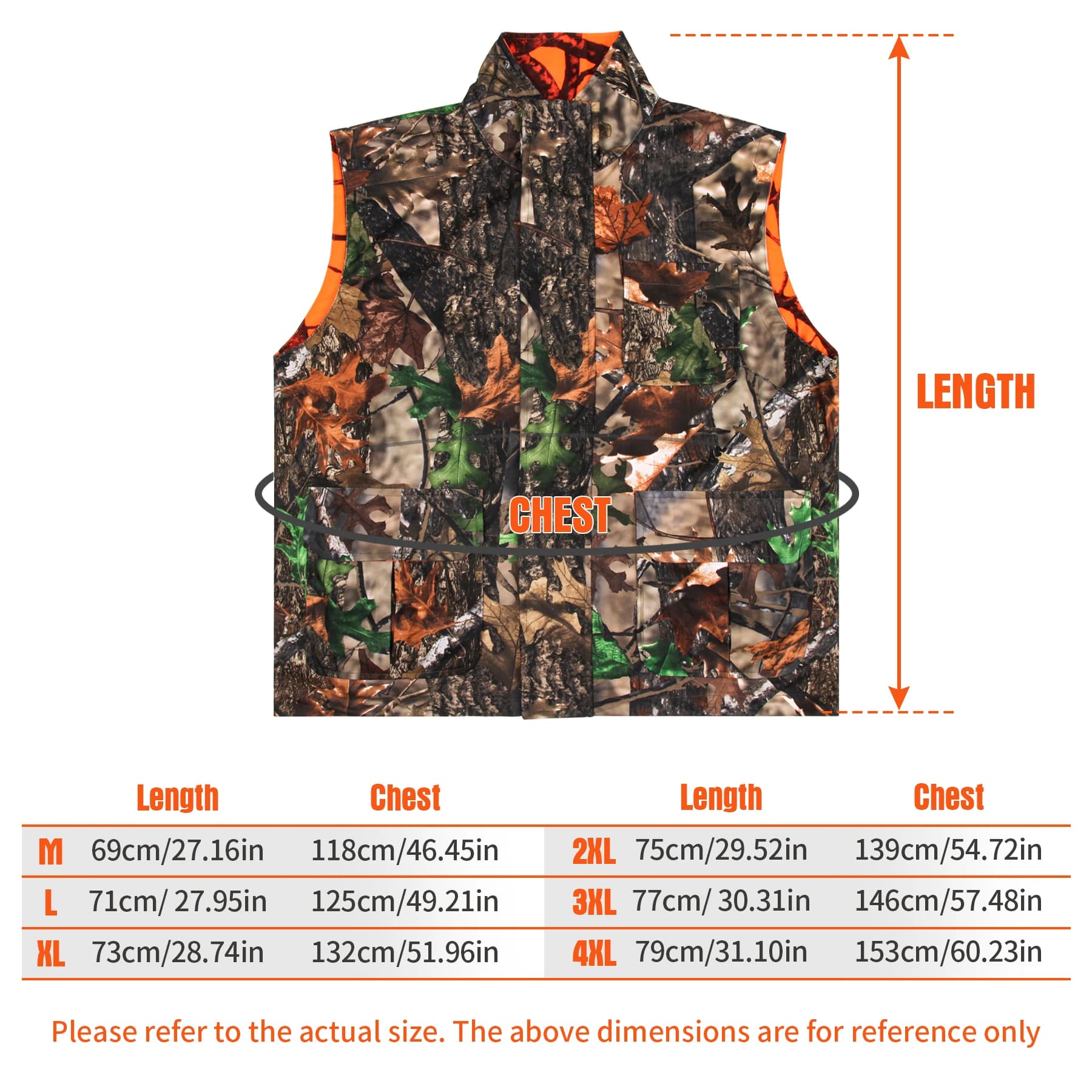 Veste de chasse camouflage orange GUGULUZA - Veste polaire pêche randonnée sans manches