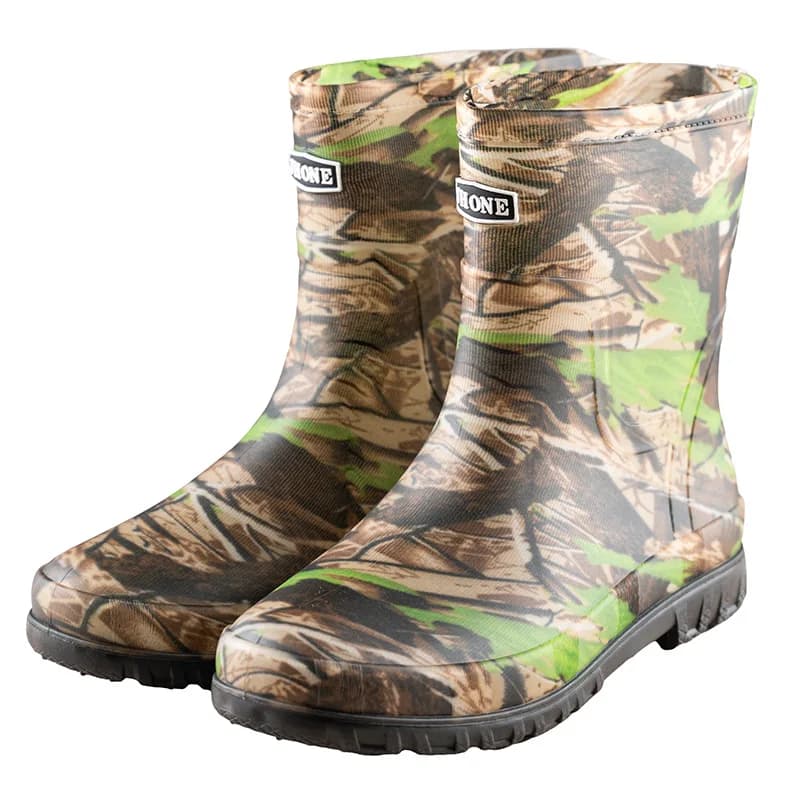 Bottes de pluie camouflage homme imperméables éco-matériau pêche conduite sport - Chaussures pêche basse talon rond