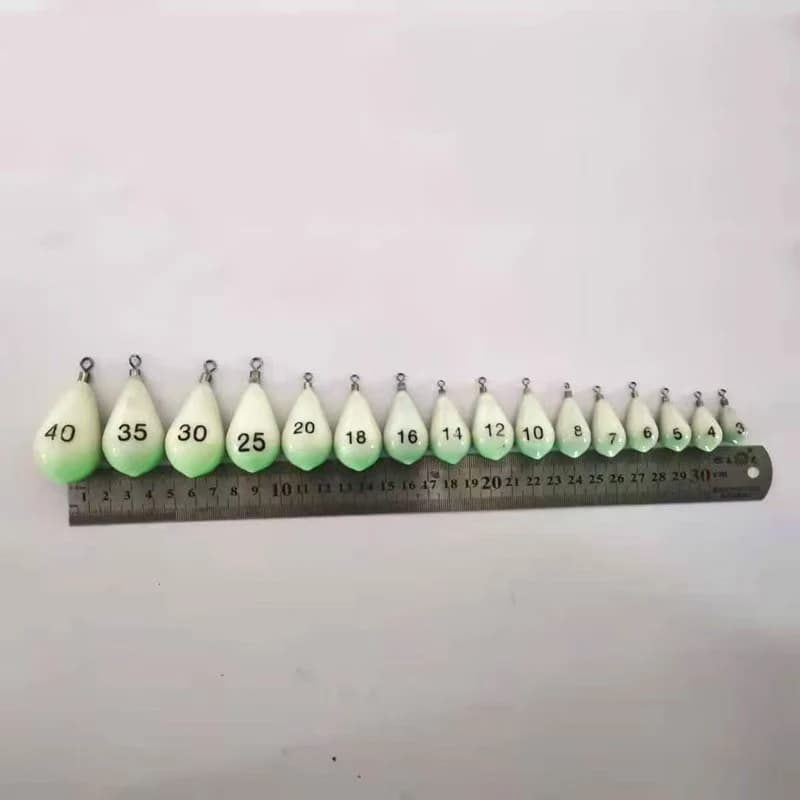Plomb de pêche lumineux en forme de larme avec émerillon 8-60# 30g-150g pour la pêche de nuit