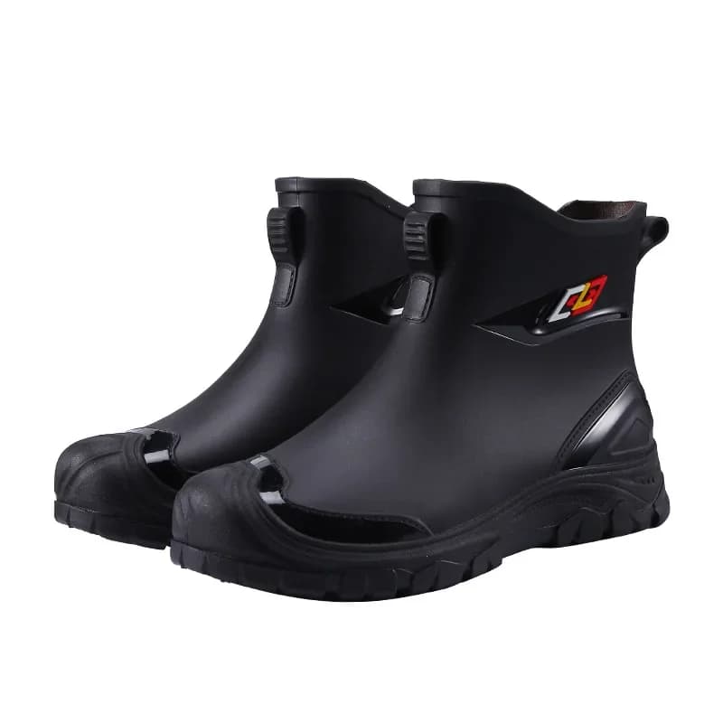Bottes de pluie homme cheville doublure polaire épaissie antidérapantes pêche travail chaudes
