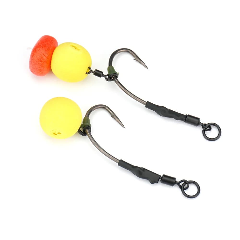 Montage Ronnie Rig Hirisi 4pcs avec flotteur pour pêche de la carpe en mer et eau douce combinaison complète