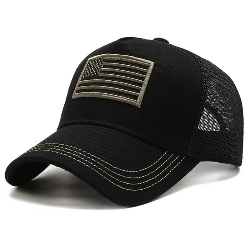 Casquette mesh drapeau USA été respirante - Chapeau pêche tactique unisexe hip hop
