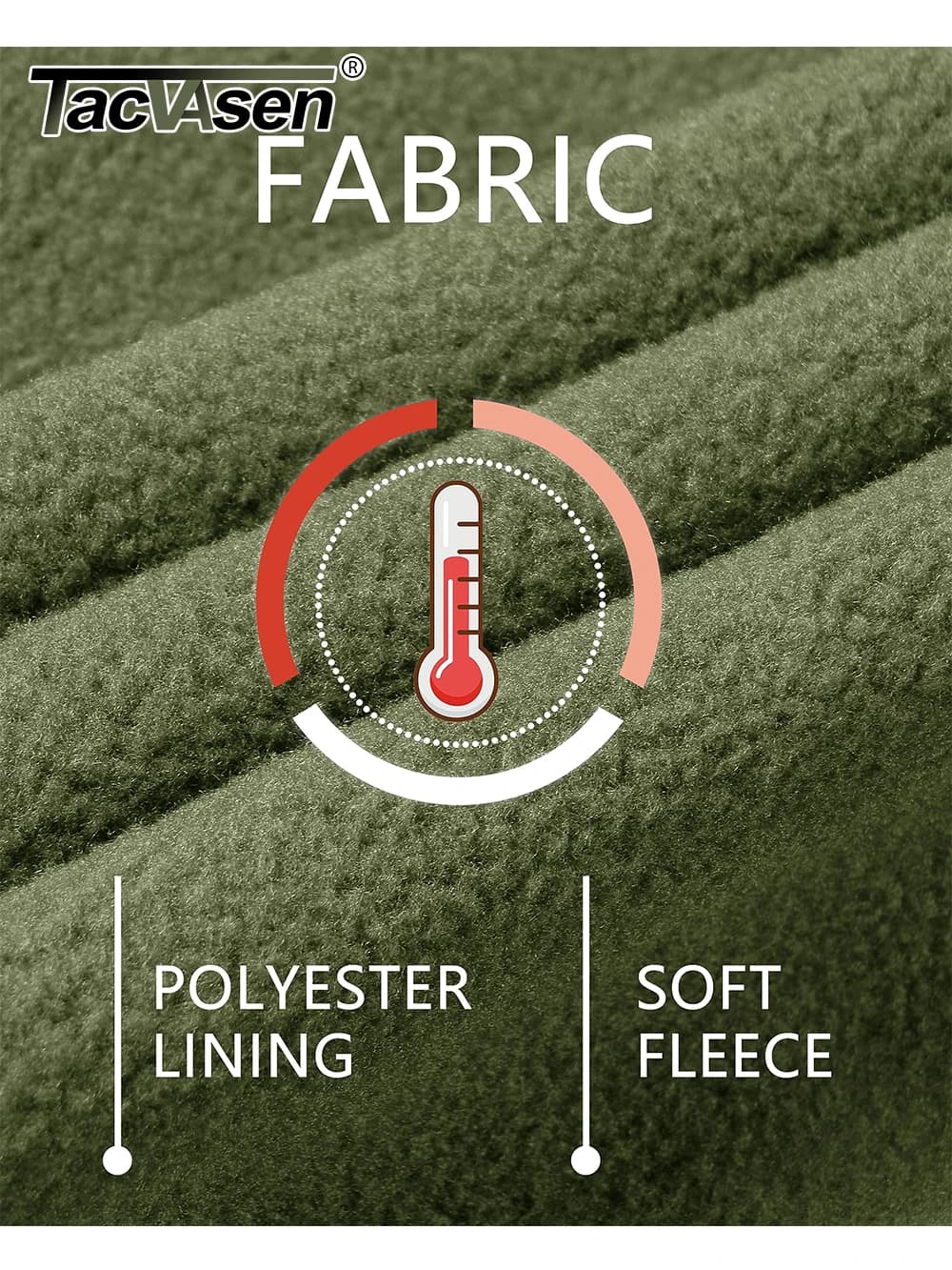 Veste polaire TACVASEN avec capuche zippée anti-vent pour pêche printemps-hiver