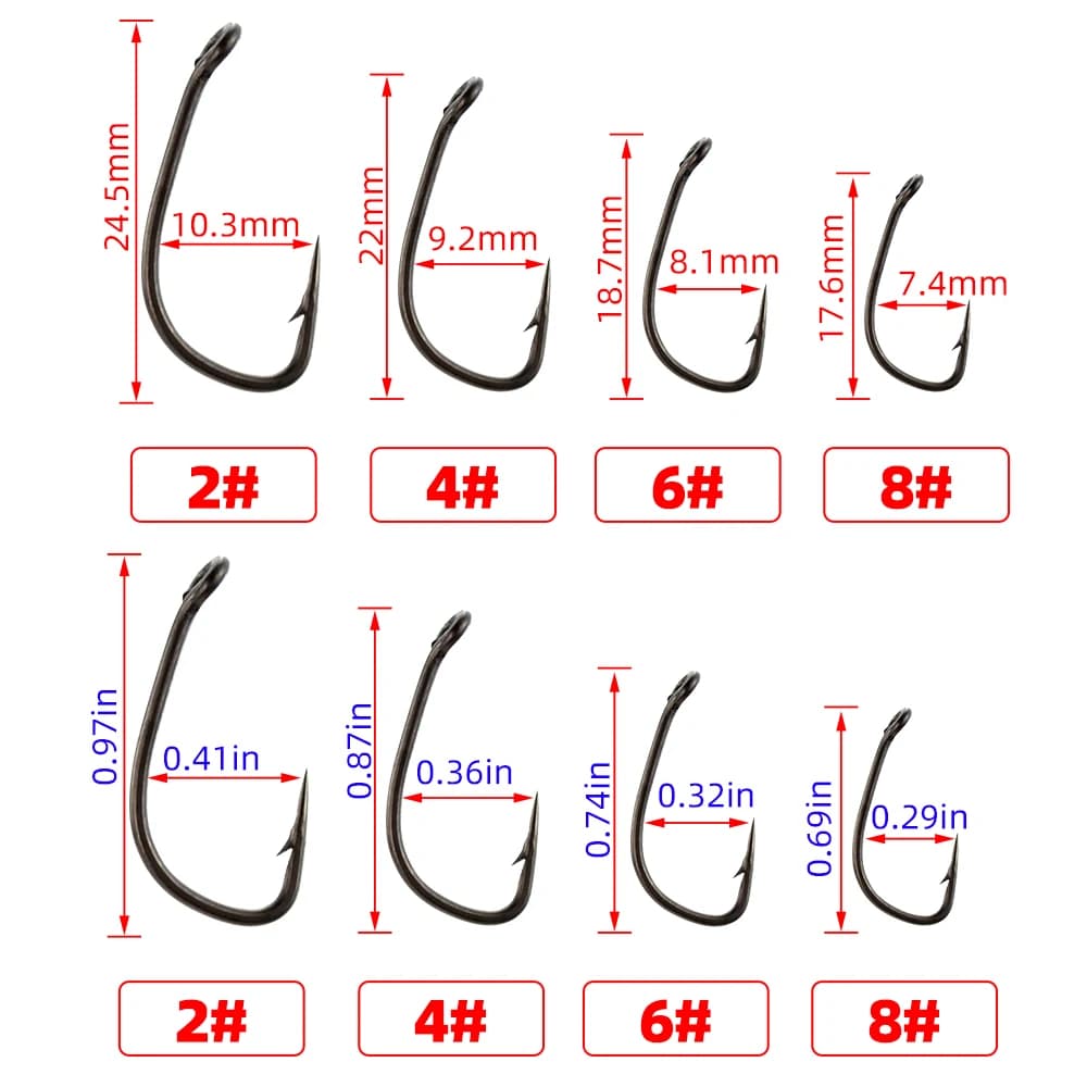 Hameçons carpe acier carbone PTFE 30 pièces avec œillet - Accessoires pêche durable X702