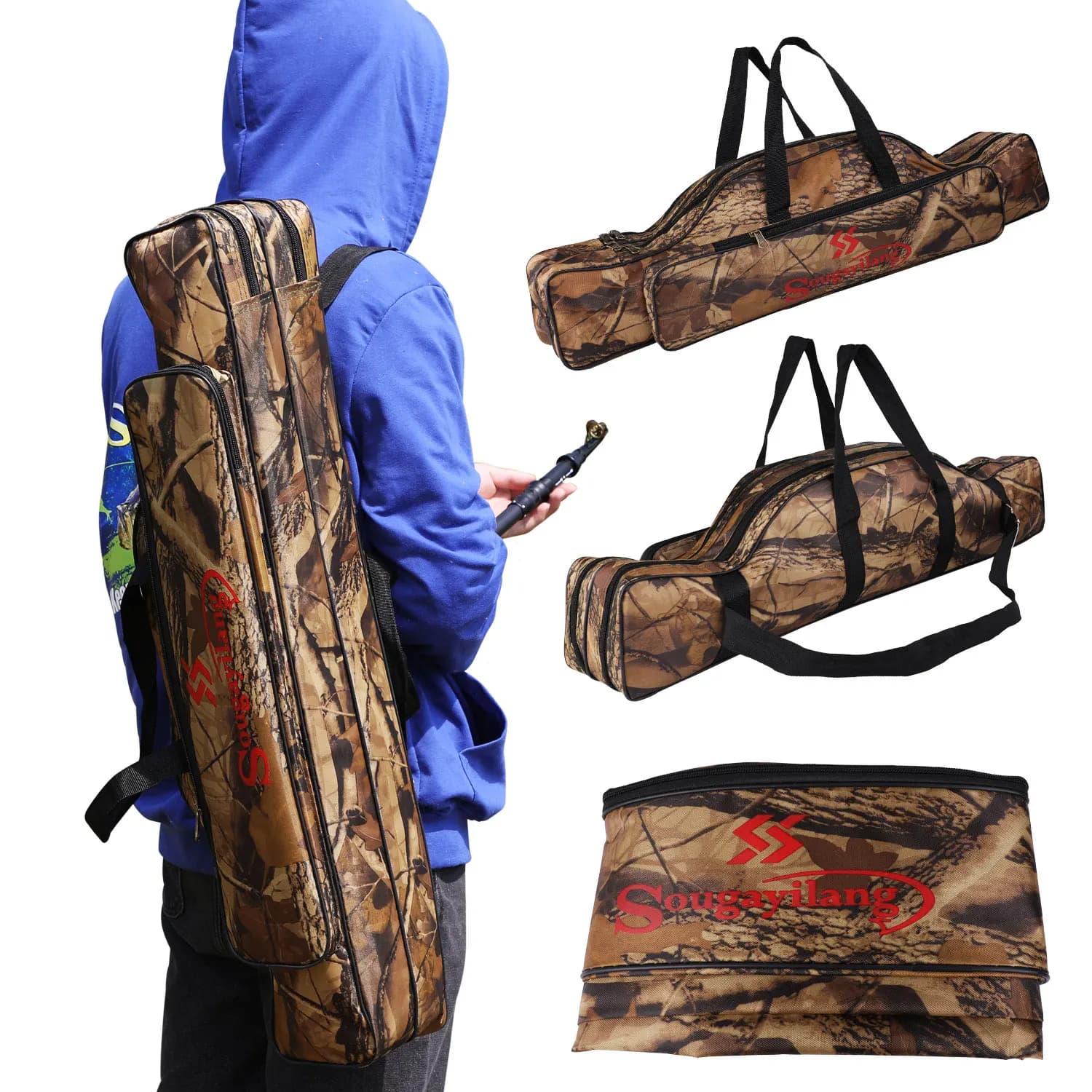 Sac pour canne à pêche Sougayilang 80-120cm portable nylon grande capacité accessoires pêche