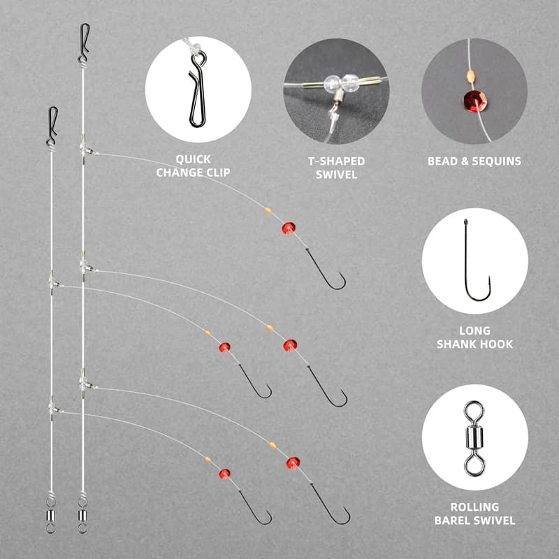Montage flapper rig ZYZHE pré-monté pour pêche en mer depuis la plage - taille 2#/1/0#