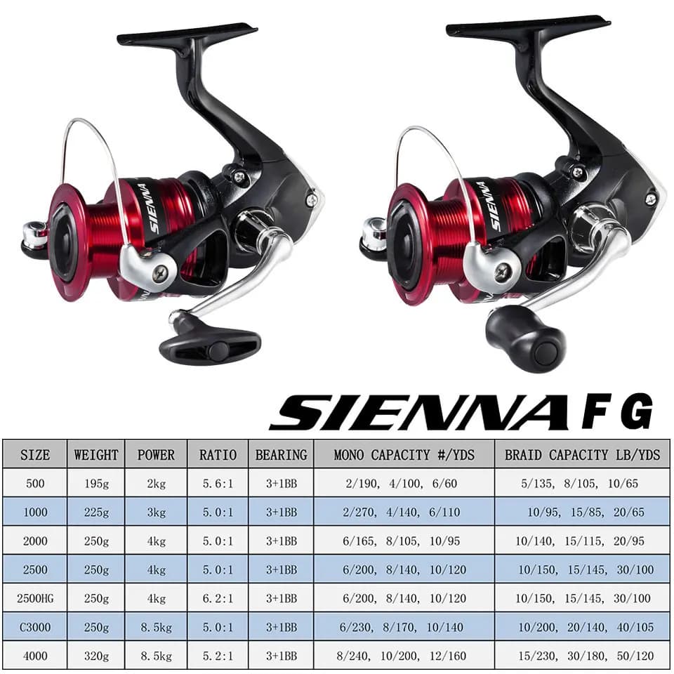 Moulinet de pêche spinning SHIMANO SIENNA bobine métal AR-C pour eau douce et mer puissance 8.5kg