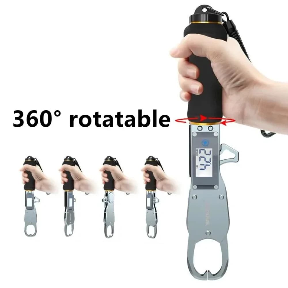 Pince à lèvres rotative 360° avec balance digitale et poignée EVA antidérapante pour pêche précise