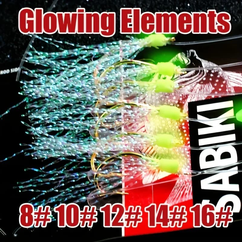 Packs de 1 à 5 montages sabiki pêche mer et eau douce avec hameçons haute carbone et effet luminescent