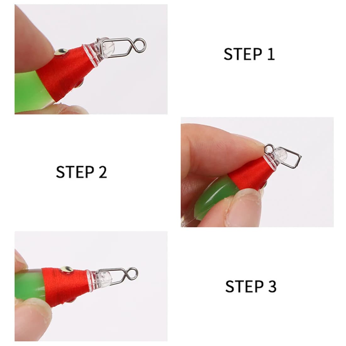 Attache rapide pour leurre de pêche au calmar, clip acier inoxydable 10mm avec perle, 50 pièces