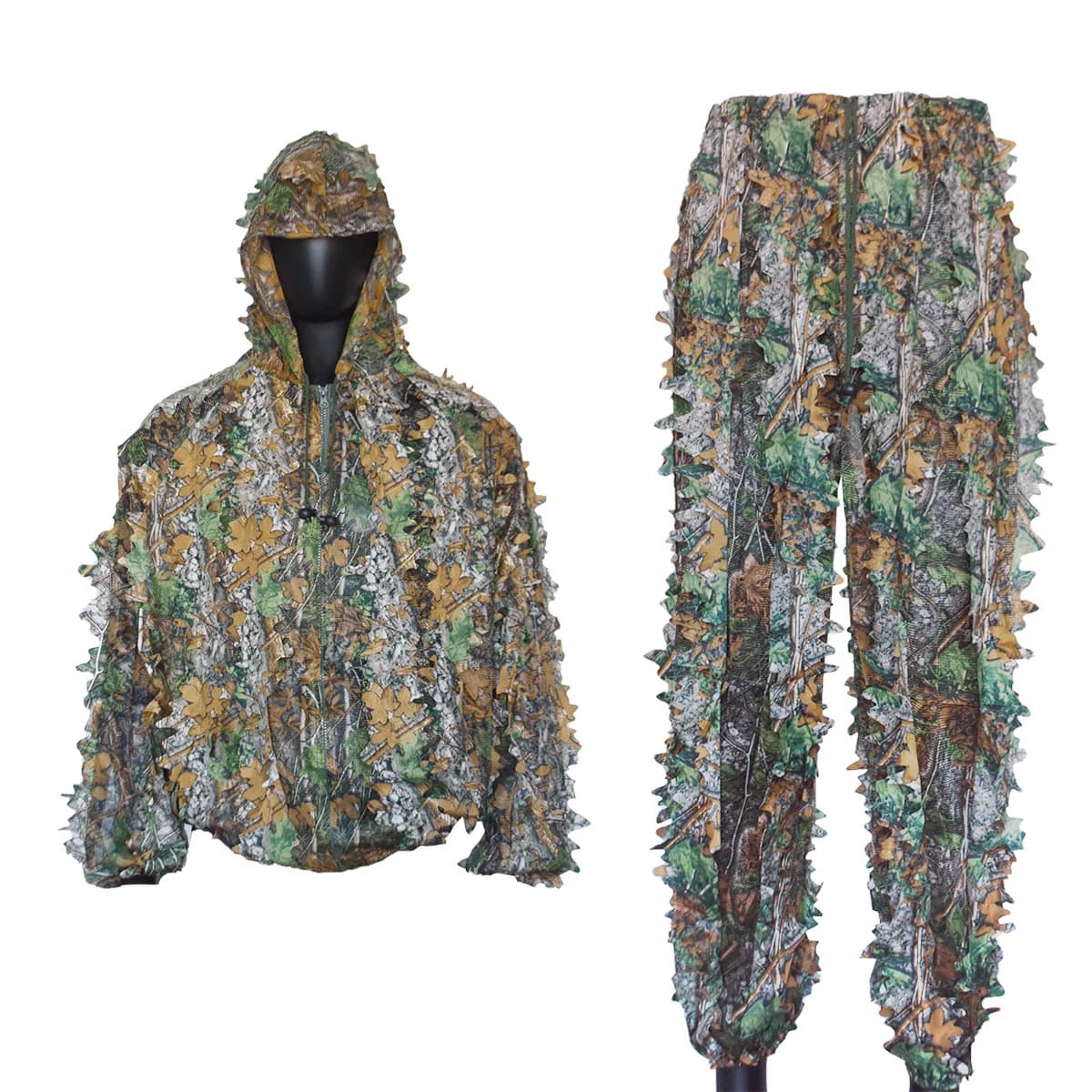 Cape camouflage arbre géant jungle invisible 3D - Tenue pêche dissimulation extrême feuilles d'érable