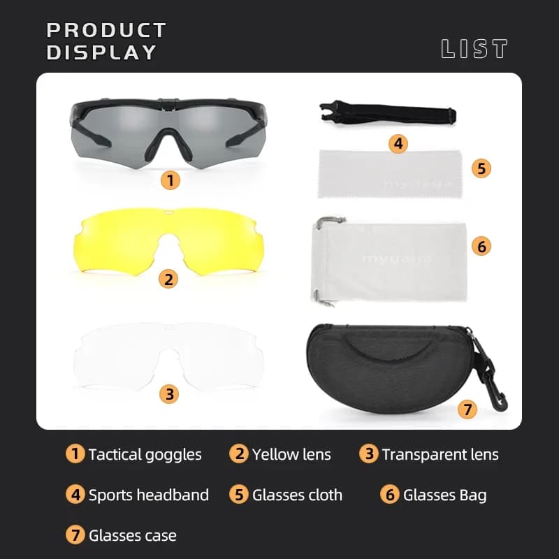 Goggles polarisés tactiques 3 lentilles pour pêche sportive - Protection vent et poussière optimale