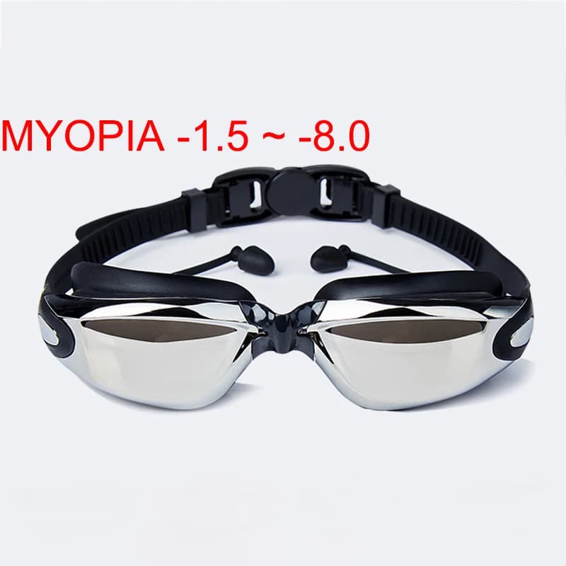 Lunettes de natation myope professionnelles - Modèle étanche anti-buée avec protection UV et bouchons