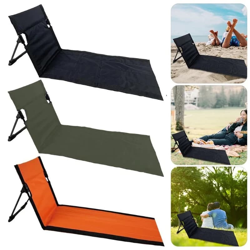 Siège pliant portable sans pieds léger pour camping plage pêche avec dossier confortable